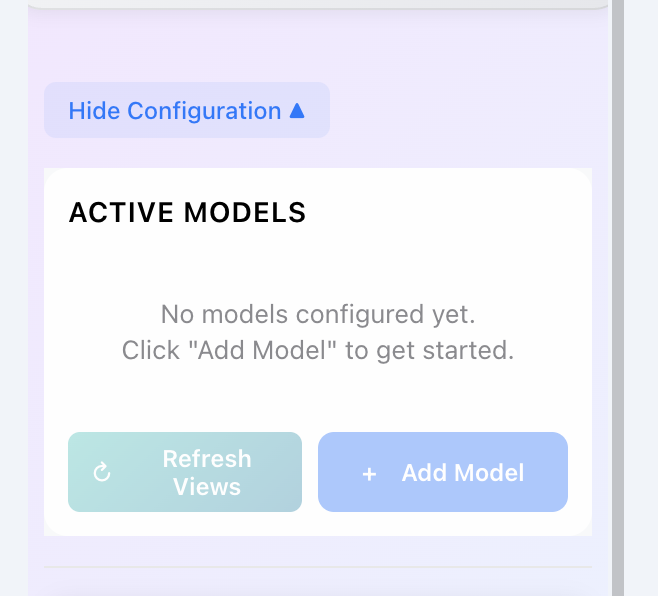 Active Models section - empty state