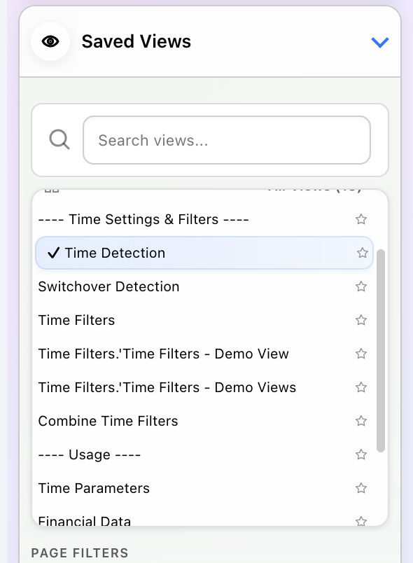 Saved Views with page filters