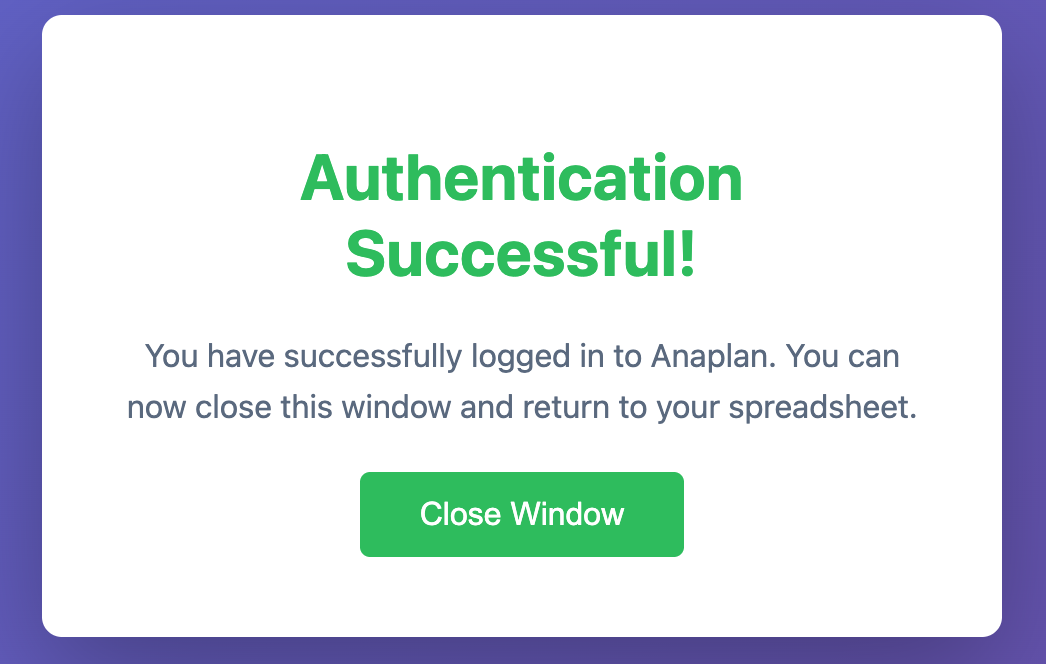 Successfully authenticated state