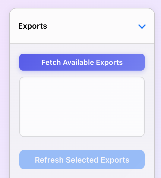 Fetch Exports button