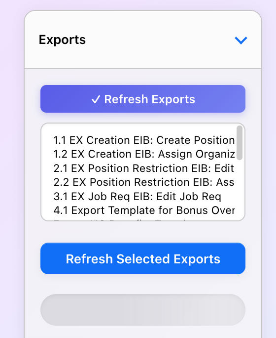 Export list populated