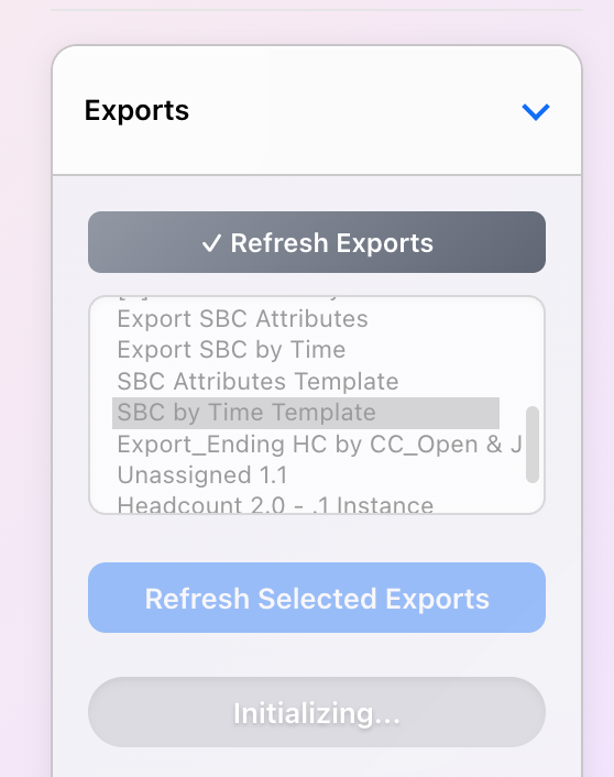 Selecting an export
