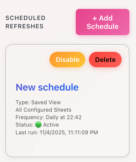 Updated sheet with timestamp in B1